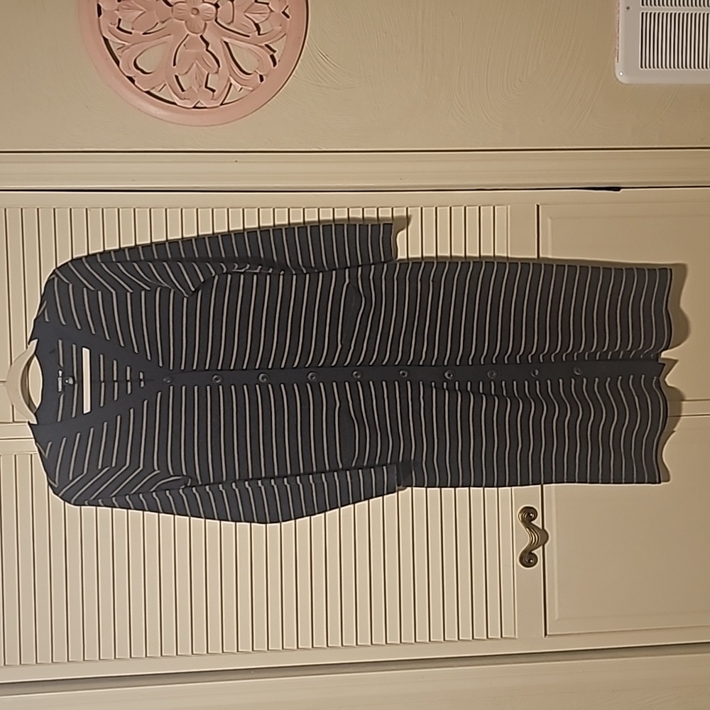 Toad&Co Foothill Midi Dress Gray/Tan Stripe Size Medium - Picture 2 of 7